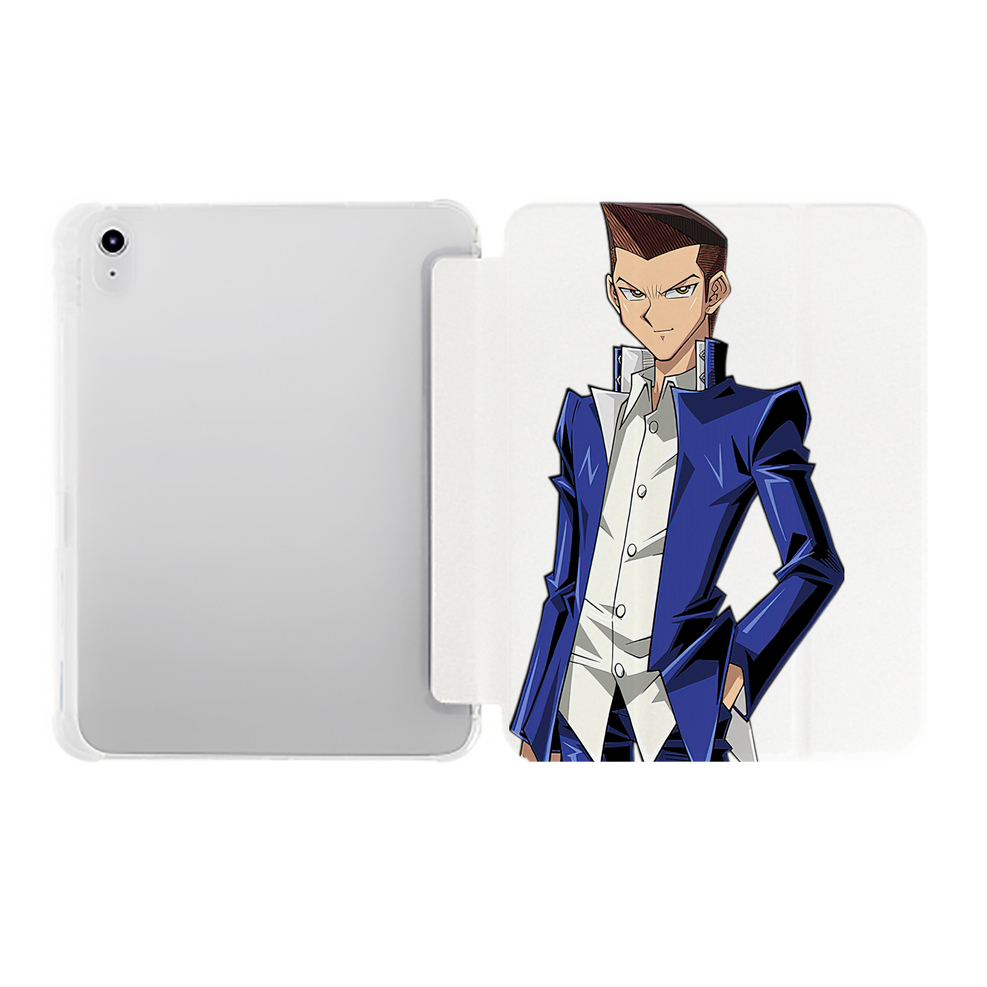 （画像用） 遊☆戯☆王 Yu-Gi-Oh! IPad ケース ペン収納付き 三つ折りスタンド PUレザー×シリコン 対応機種9.5/10.5/10.9インチ